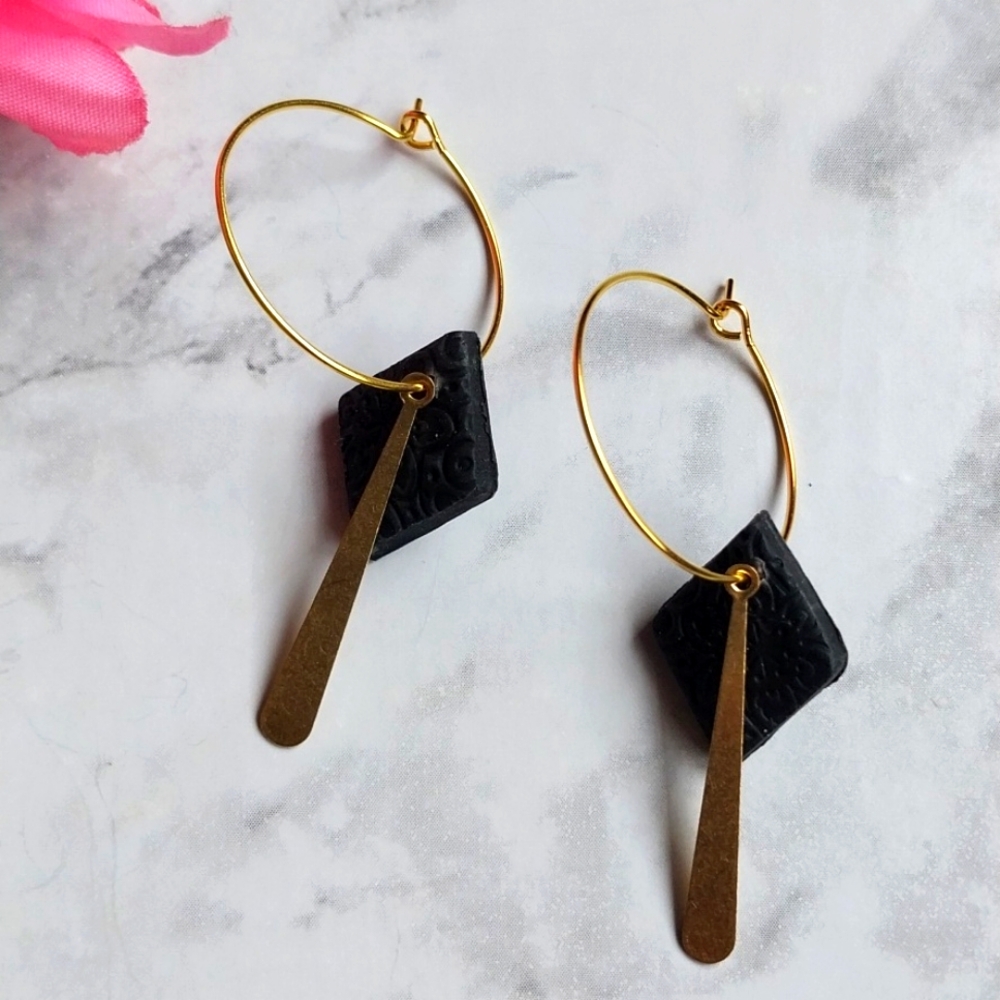 OpalGlaze Black Hoops
